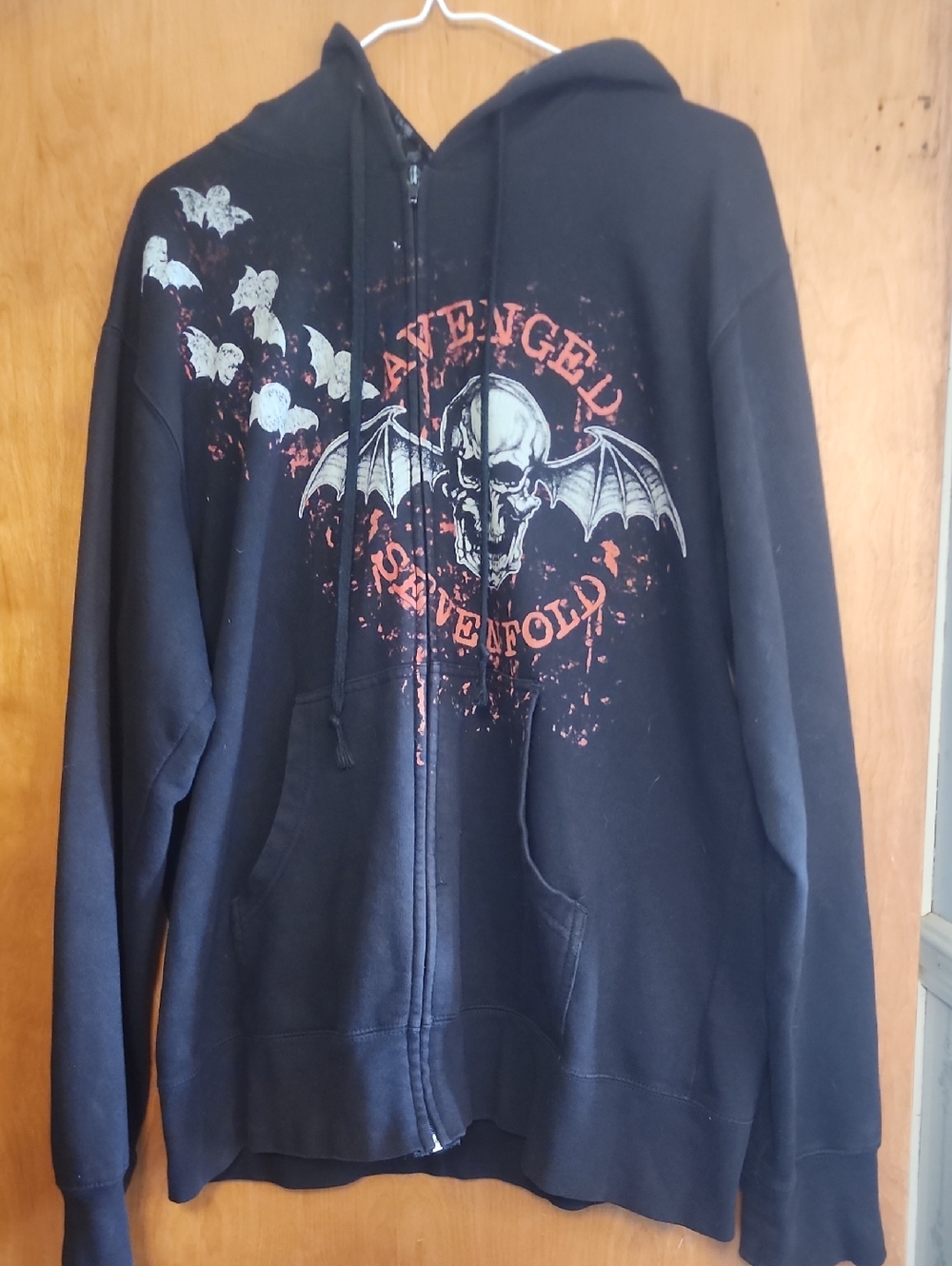 Bravado Black Hoodie with Orange Distressed Band Graphic